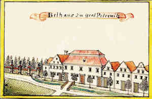 Bethaus zu Gros Peterwitz - Zbr, widok oglny z fragmentem ulicy
